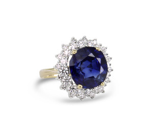 18kt Yellow Gold Burma Sapphire & Diamond Ring