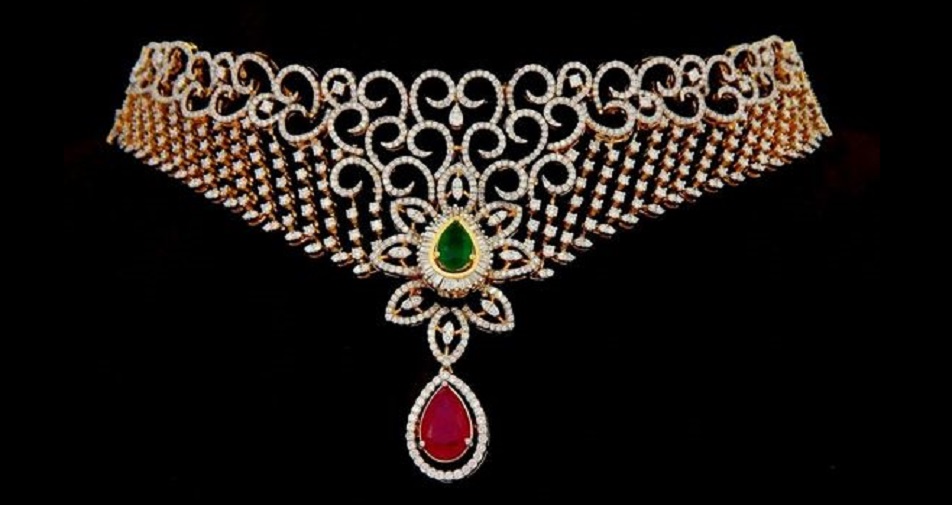 Emerald, Ruby and Diamond Choker Necklace