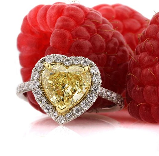 Mark Broumand 2.60ct Fancy Yellow Heart Shaped Diamond Engagement Ring