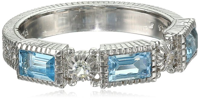Estate Sterling Silver, Blue Topaz, and White Sapphire Ring