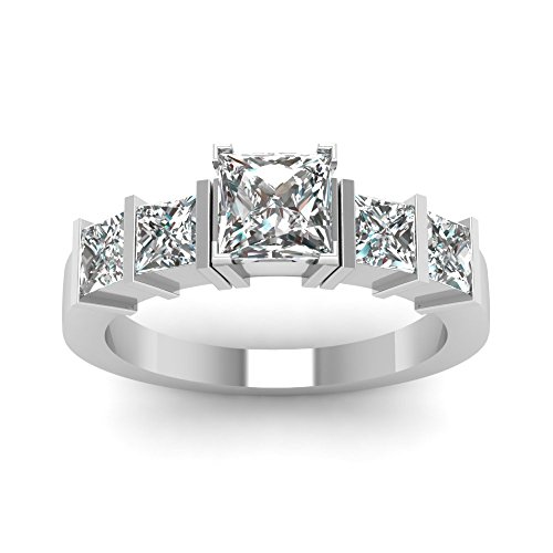  1.7 Ct Bar Set Princess Cut Diamond Contemporary Engagement Ring GIA Certified (E Color, SI2 Clarity)