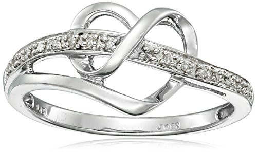  Sterling Silver Diamond Heart Ring (1/20 cttw, I-J Color, I3 Clarity)
