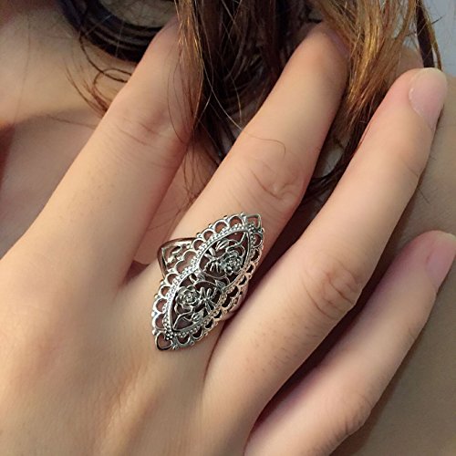  Ubei Jewelry 925 Sterling Silver Openwork Flowers and Dragonfly Victorian Style Filigree Ring