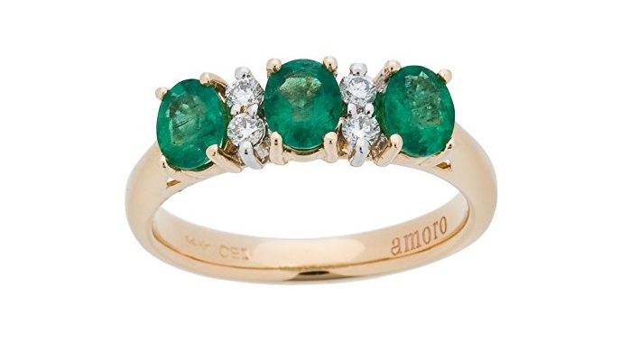 14kt Yellow Gold Emerald and Diamond Ring 