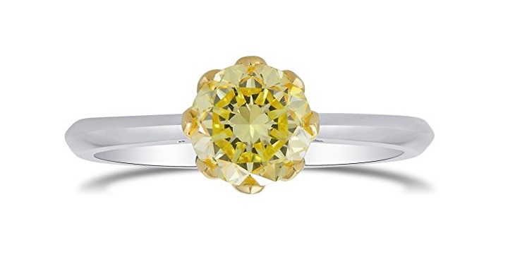  Yellow Diamond Solitaire Ring Set in Platinum GIA Certified 