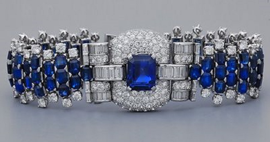 Art Deco Ceylon Sapphire & Diamond Bracelet, 1920's.