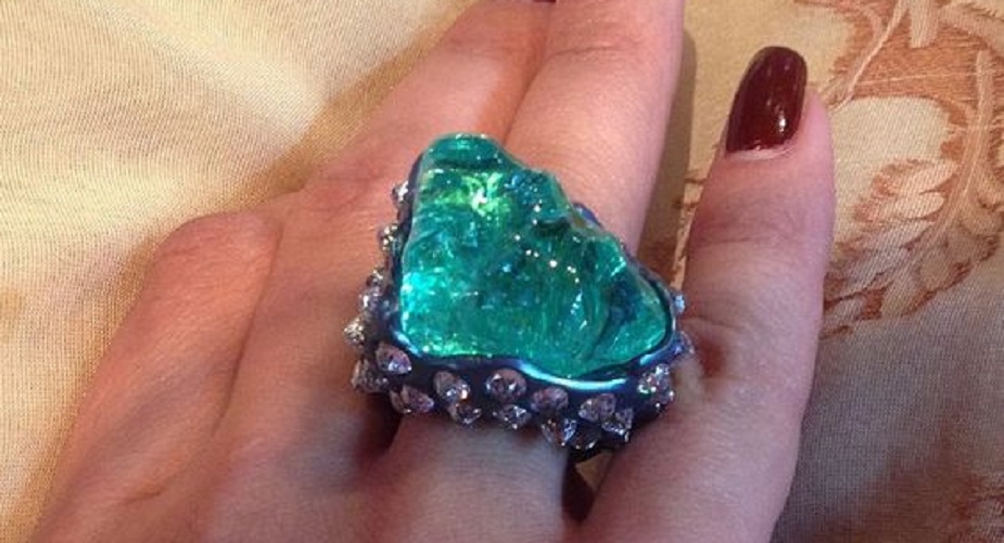 Amazing color raw Paraiba & Diamond Ring# my favorite Paraiba ring by Suzanne Syz