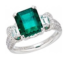 18k White Gold Colombian Emerald Ring and Diamond Ring (1.65 cttw, G-H Color, VS2-SI1 Clarity)