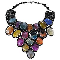 Egyptian Princess Reconstructed Multicolor Agate Drape Necklace
