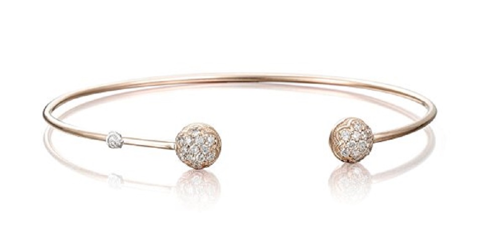Tacori SB195P 18K Rose Gold Sonoma Mist Pink Wire Diamond Dew Drop Cuff Bracelet