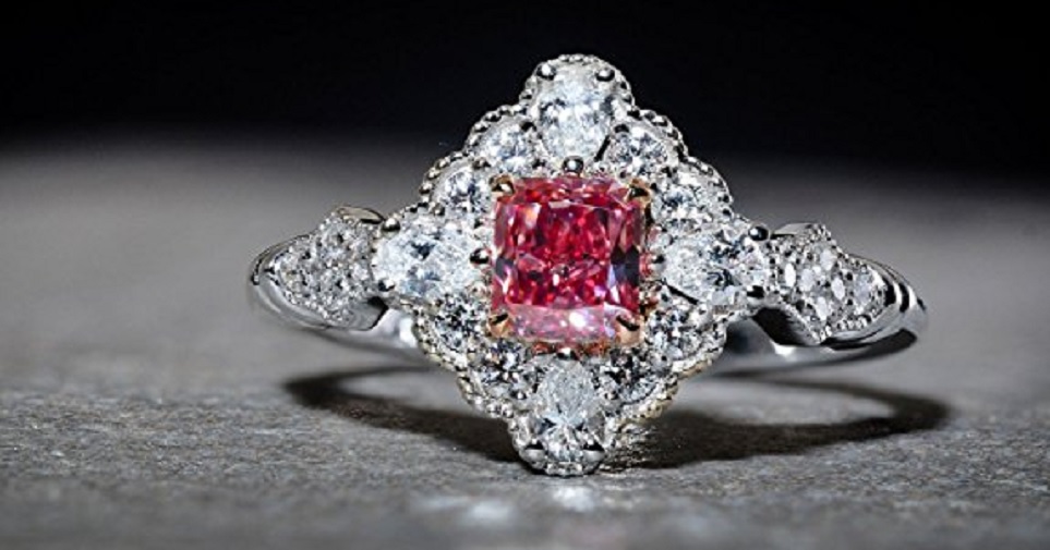 Leibish & Co 0.84Cts Pink Diamond Extraordinary Ring Argyle Set in 18K White Rose Gold GIA 