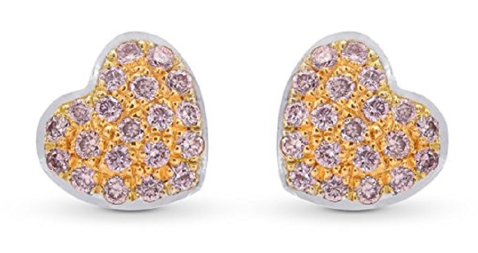 Pink Diamond Pave Earrings Set in 18K White Gold