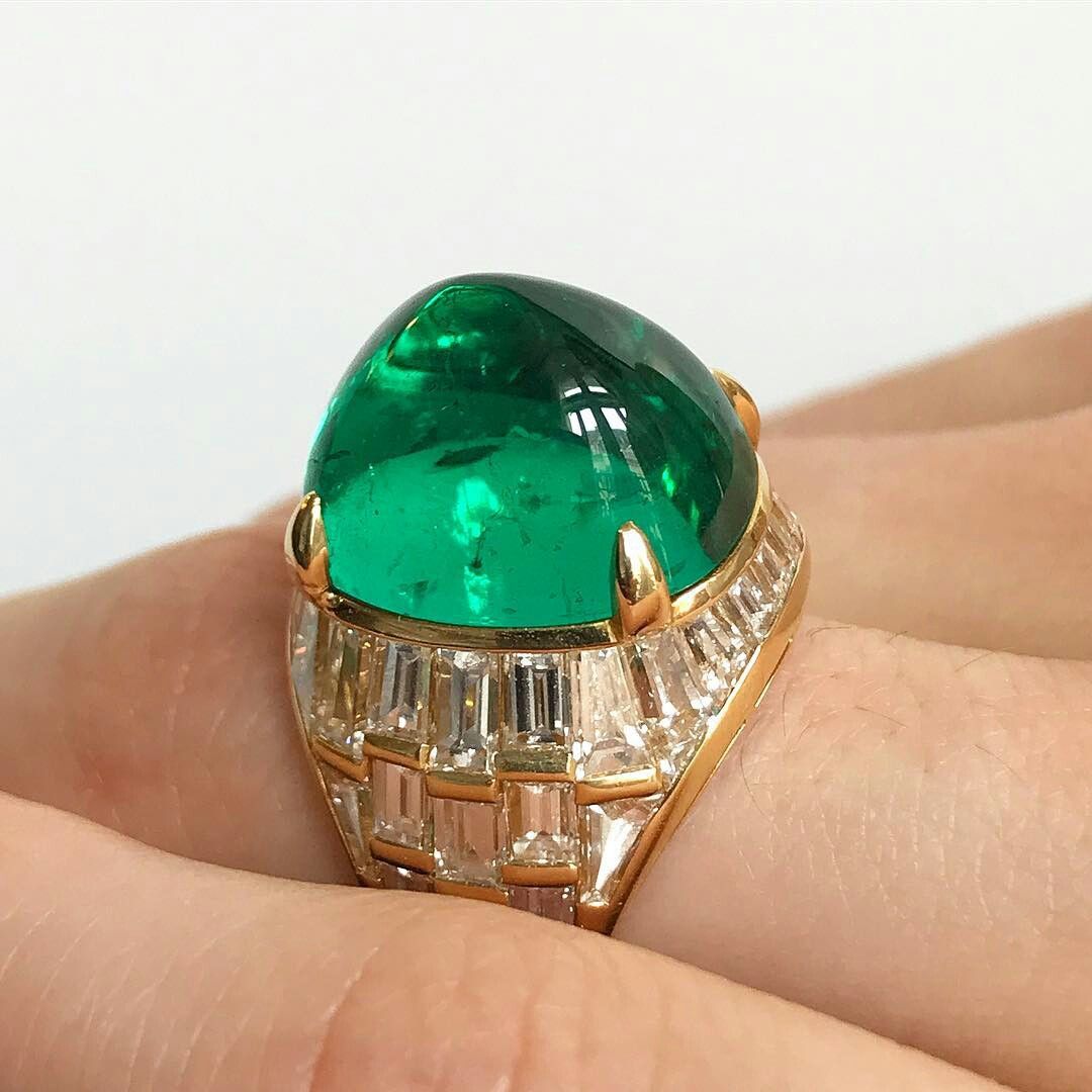 Cabochon emerald ring by Bulgari