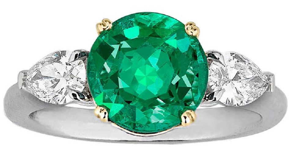 2.58 Carat Emerald Diamond Gold Platinum Ring $29,850