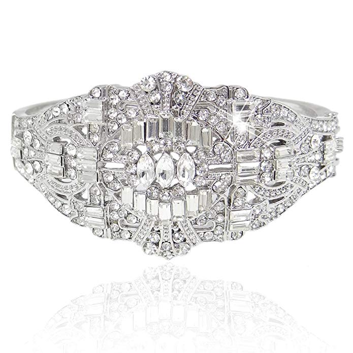 The Great Gatsby Inspired Art Deco Bracelet Clear Austrian Crystal